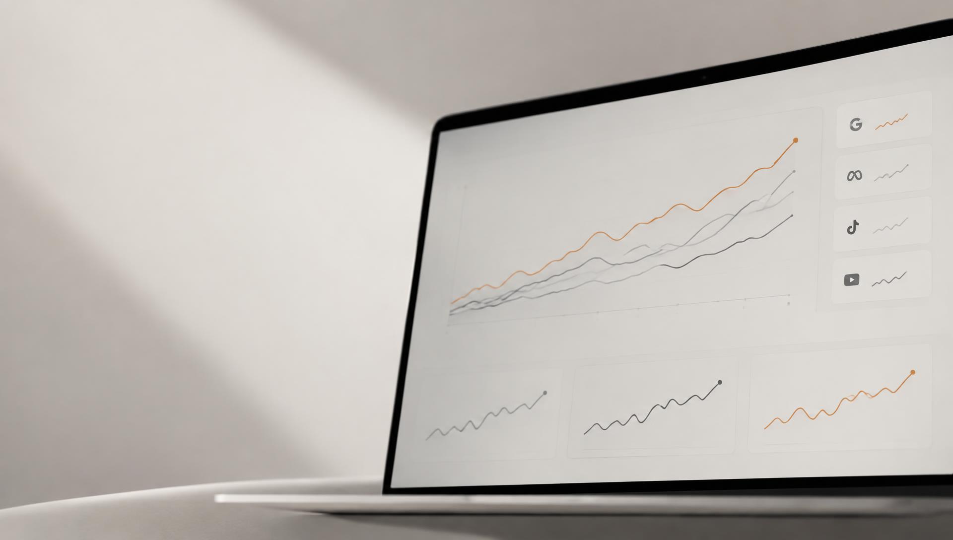 Laptop showing multi-channel performance charts